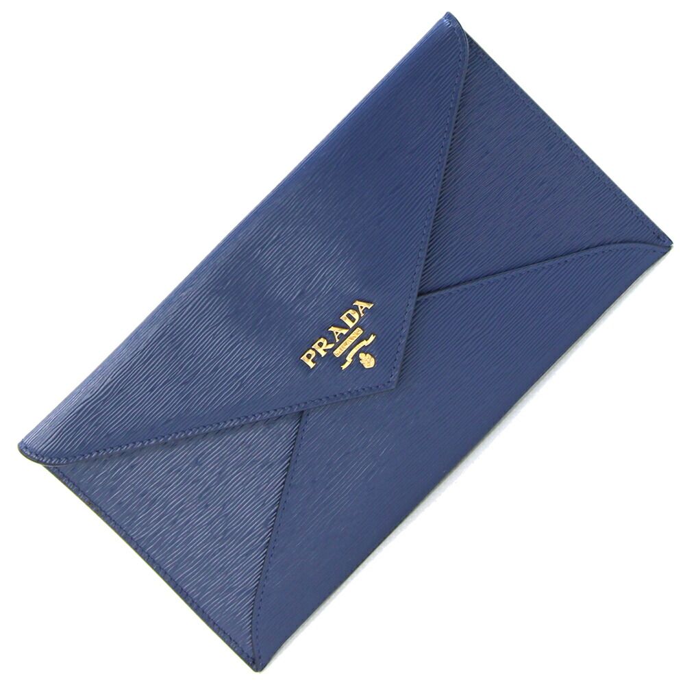 プラダ 長財布 1MF175 ブルー レザー  ロゴ