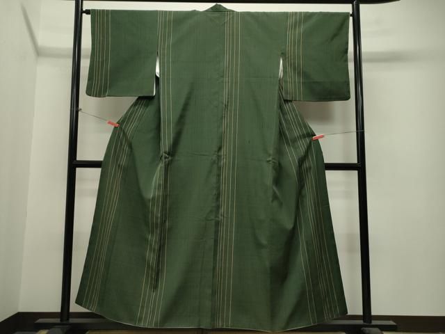 平和屋着物▽上質な紬 単衣 縞 正絹 逸品 CAAV9473ze