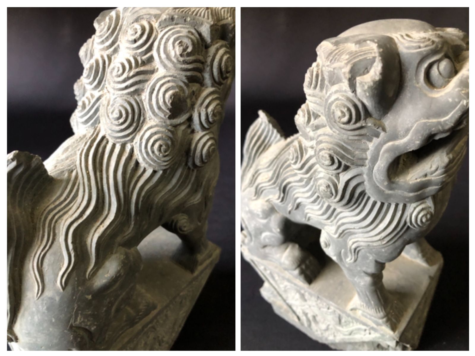ヴェル様専用)仏教美術 石像彫刻 天然石 獅子 狛犬 高さ約20cm