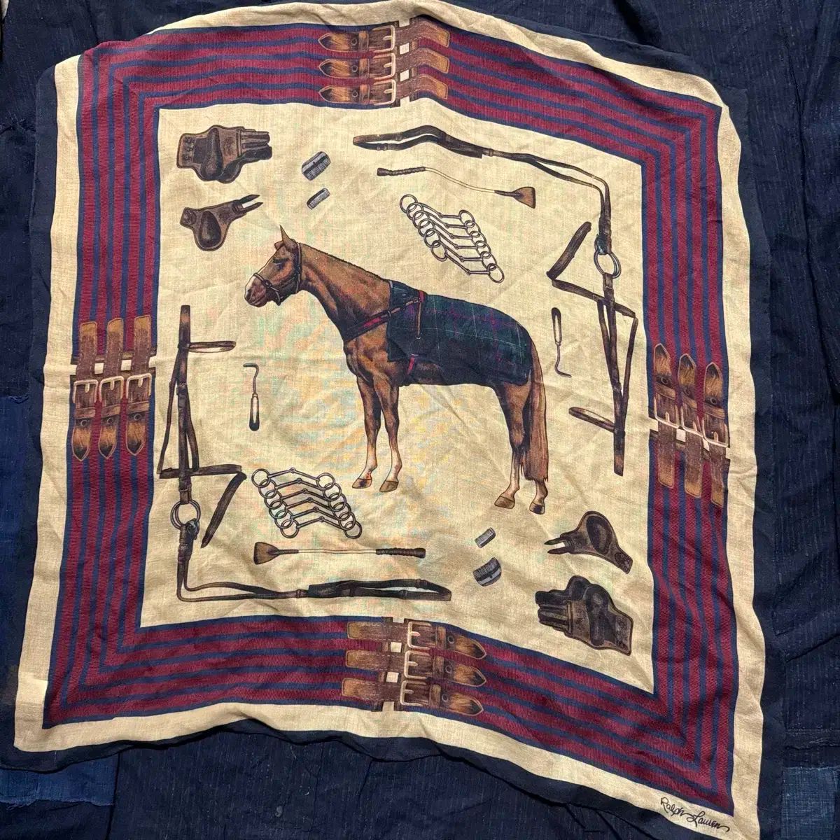 Lauren Ralph Lauren チェーンパターンスカーフ LAUREN RALPH スカーフ バンダナ フローラル シルク ツイル