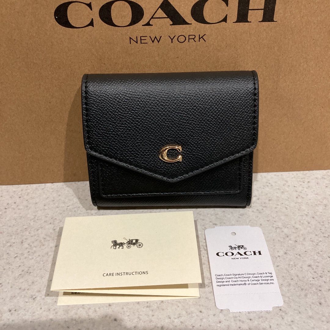 新品】COACH スモールウォレット クロスグレインレザー ブラック