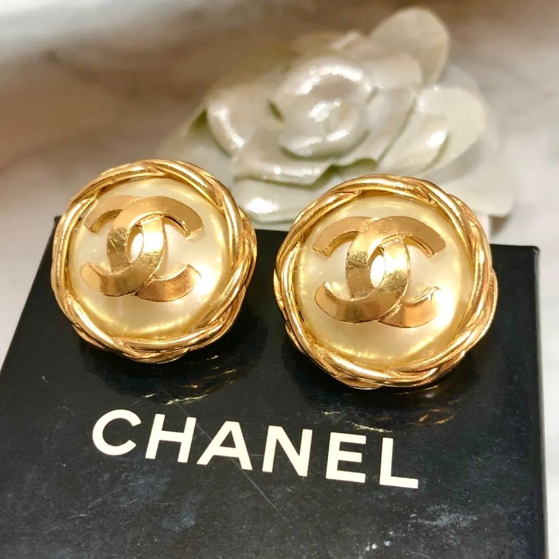 シャネル CHANEL レア ヴィンテージ 大振り ターンロック イヤリング