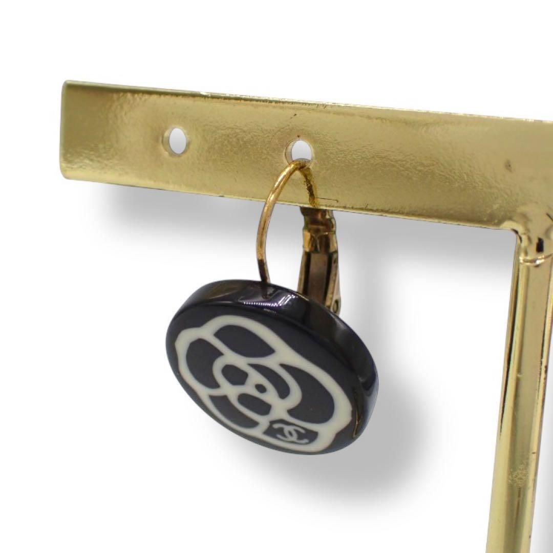 シャネル ココマーク カメリア 03P ピアス ブラック ホワイト 3850