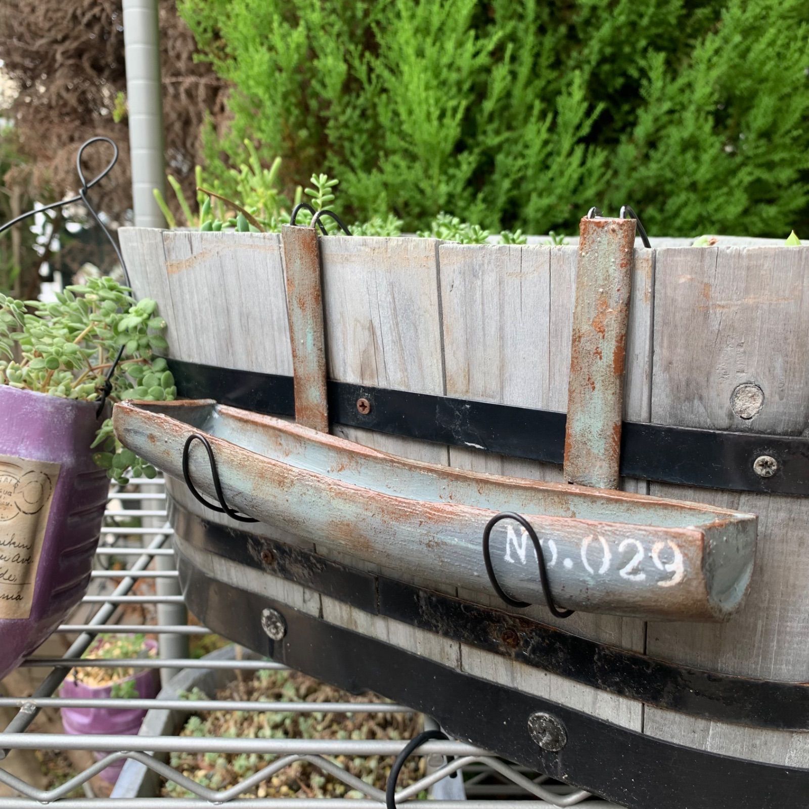 ミニサイズ 雨樋プランター風 リメイク鉢 (グレー) ハンドメイド