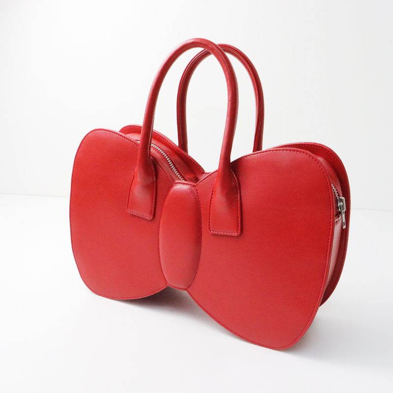 極美品 2023SS コムデギャルソンガール COMME des GARCONS GIRL リボントートバッグ/レッド エコレザー ハンドバッグ【2400013622271】  - メルカリ