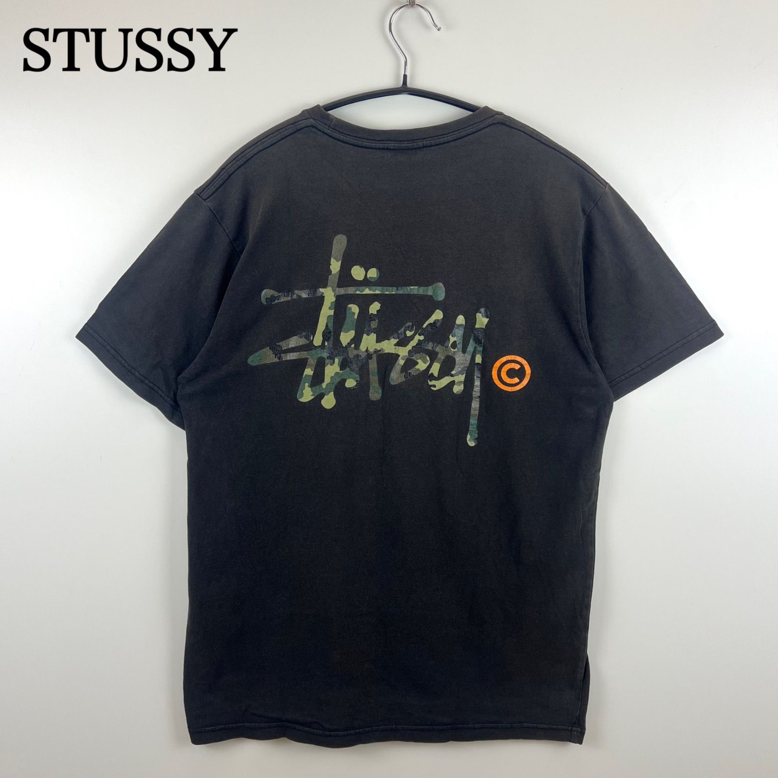 STUSSY archive faded camo logo Tee M ステューシー カモロゴ