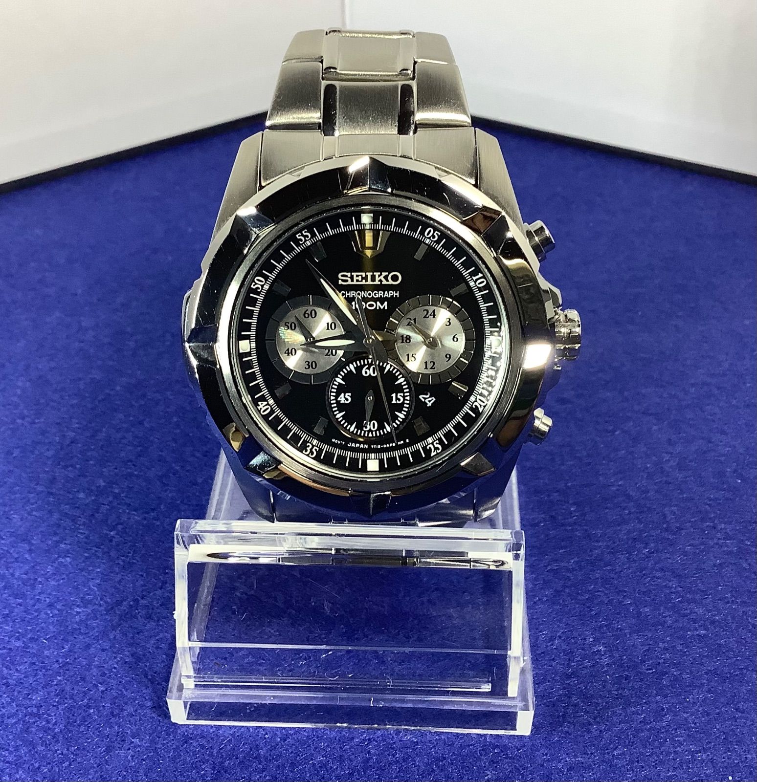 【美品/新品電池】 SEIKO クロノグラフ メンズ 腕時計 50M デイト SEIKO セイコー 腕時計 クロノグラフ メンズ時計 SND309PC