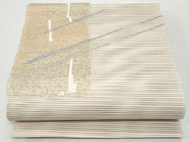 平和屋着物＊夏物　九寸名古屋帯　変わり絽　雪輪枝葉文　正絹　逸品　CAAW6897fb 平和屋着物＊夏物 九寸名古屋帯 変わり絽 雪輪枝葉文 正絹 逸品