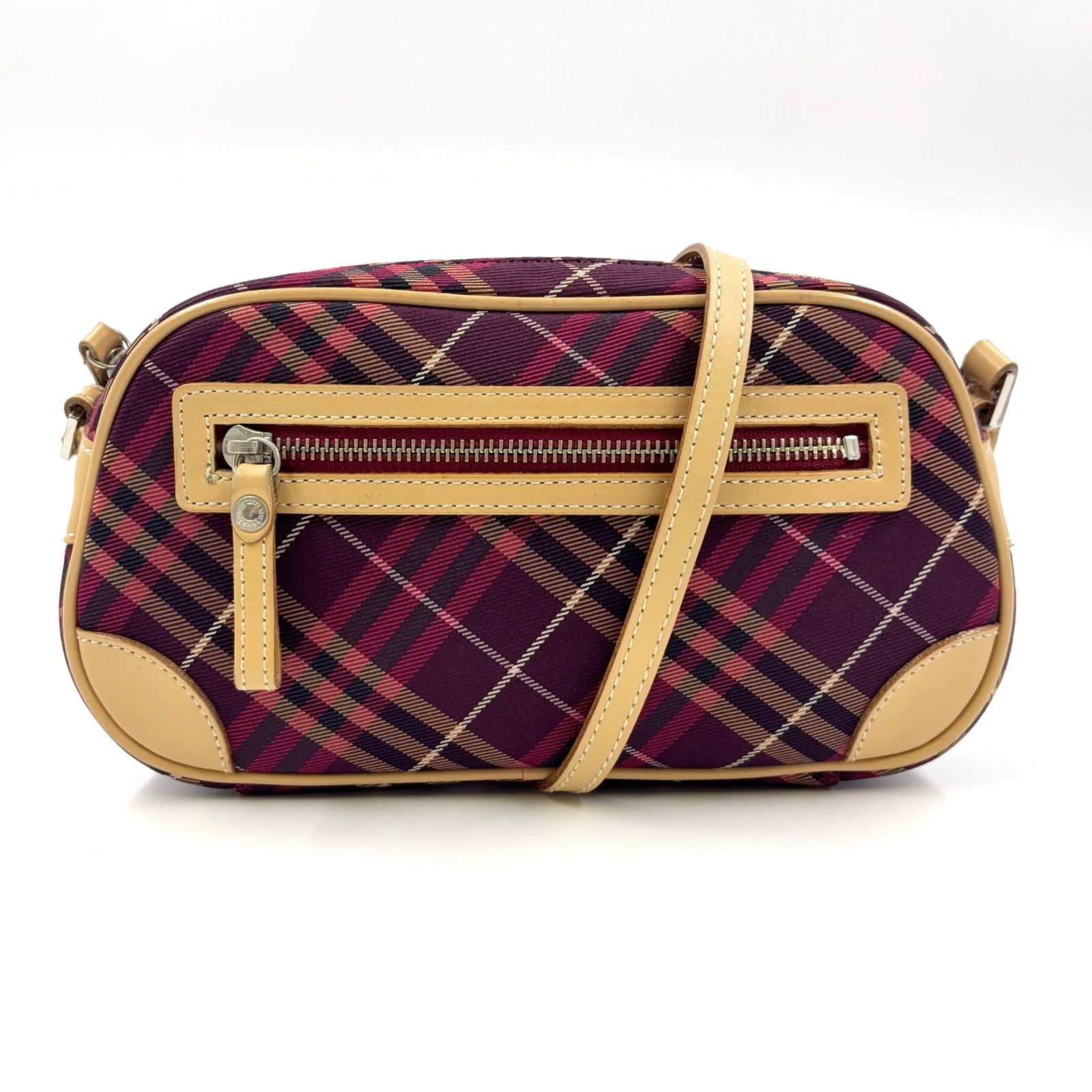 BURBERRY ノバチェック レザー×キャンバス ベージュ×ボルドー