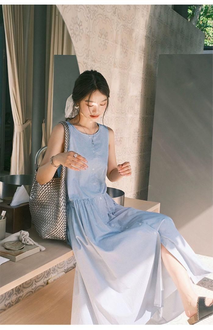 ♥ ノースリーブチェック柄ロングワンピース