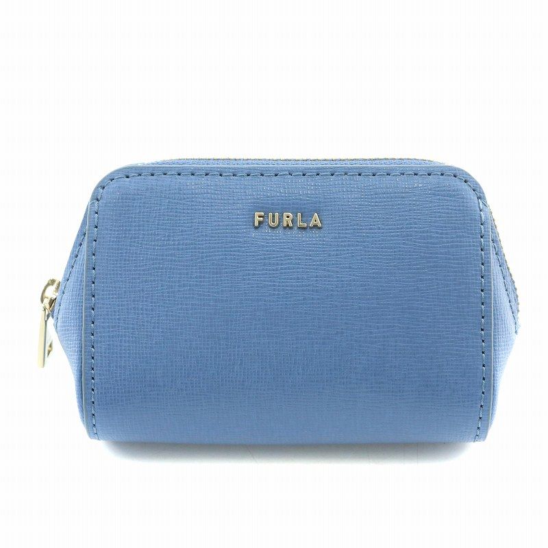 フルラ FURLA ELECTRA エクストラ コスメティックケース 小物入れ ポーチ コンパクト レザー ロゴ 青 ブルー EAW3LN1 /BB OF