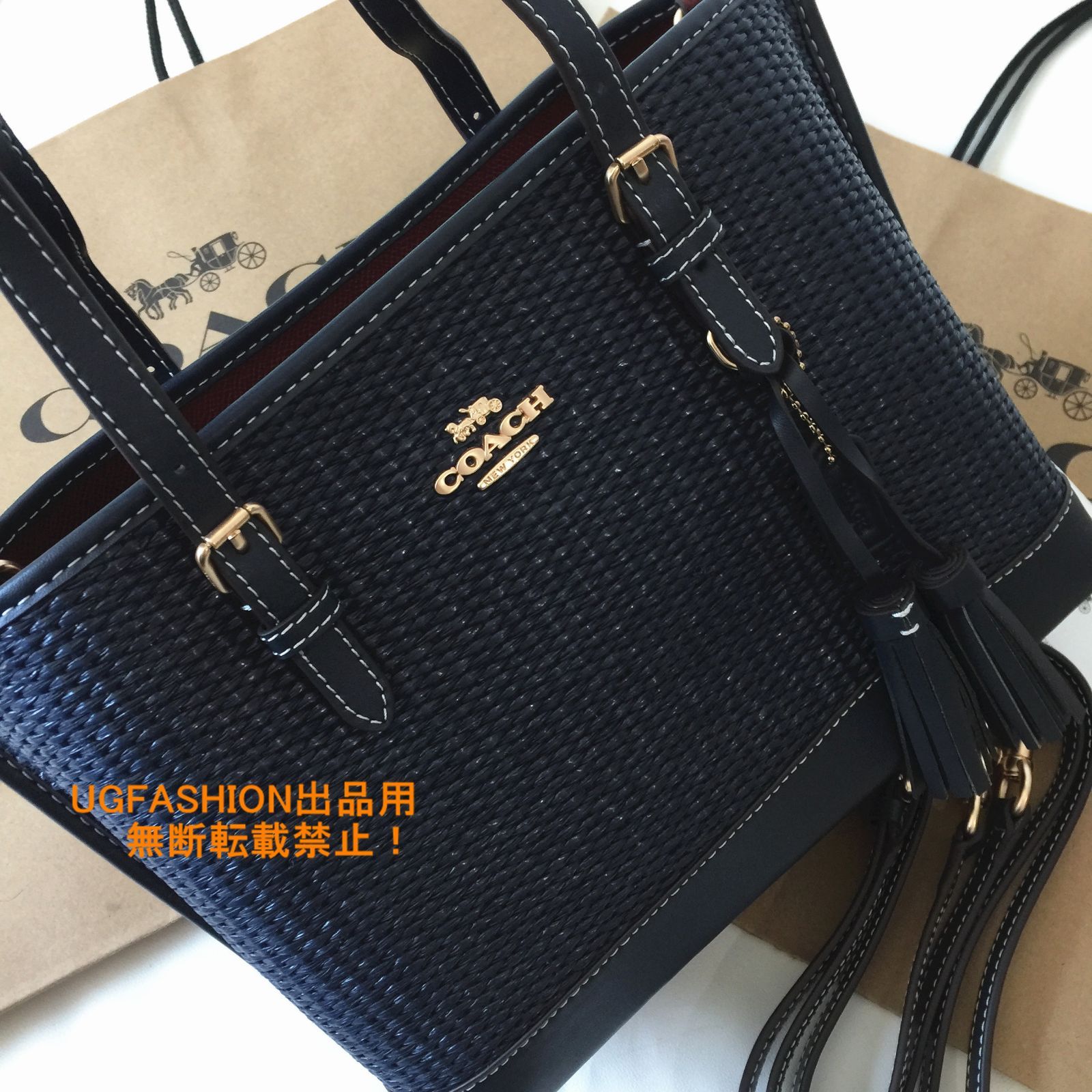 コーチバッグ＞COACH/コーチバッグ ハンドバッグ CH210 ストロー モリー トート25 ネイビー トートバッグ ショルダーバッグ  クロスボディー レディースバッグ 斜めがけバッグ アウトレット品 紙袋付属 新品未使用 - メルカリ