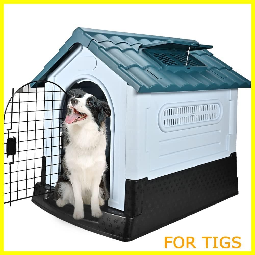 犬小屋　新品！ 数量限定】犬小屋 中小型犬用 犬舎 鉄扉付き 開閉可能な窓が付い