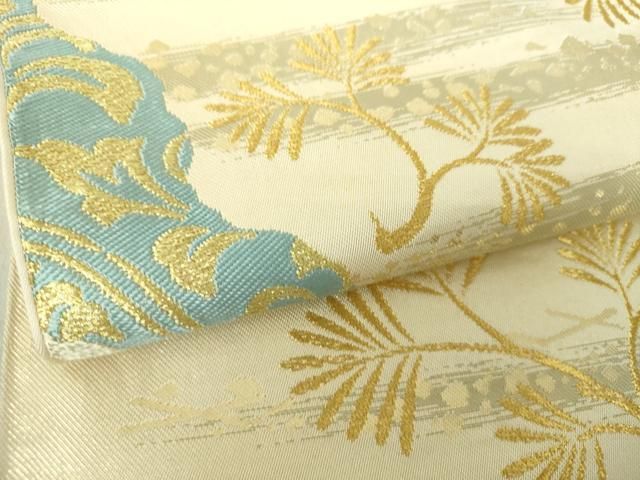 平和屋着物○西陣 川島織物 六通柄 本袋帯 色紙重ね飛鶴花松文 金銀糸