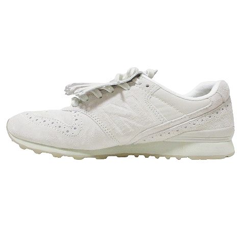 ニューバランス NEW BALANCE 美品 WL996PRA タッセル スエード スニーカー ローカット シューズ 靴 24.5cm オフホワイト X