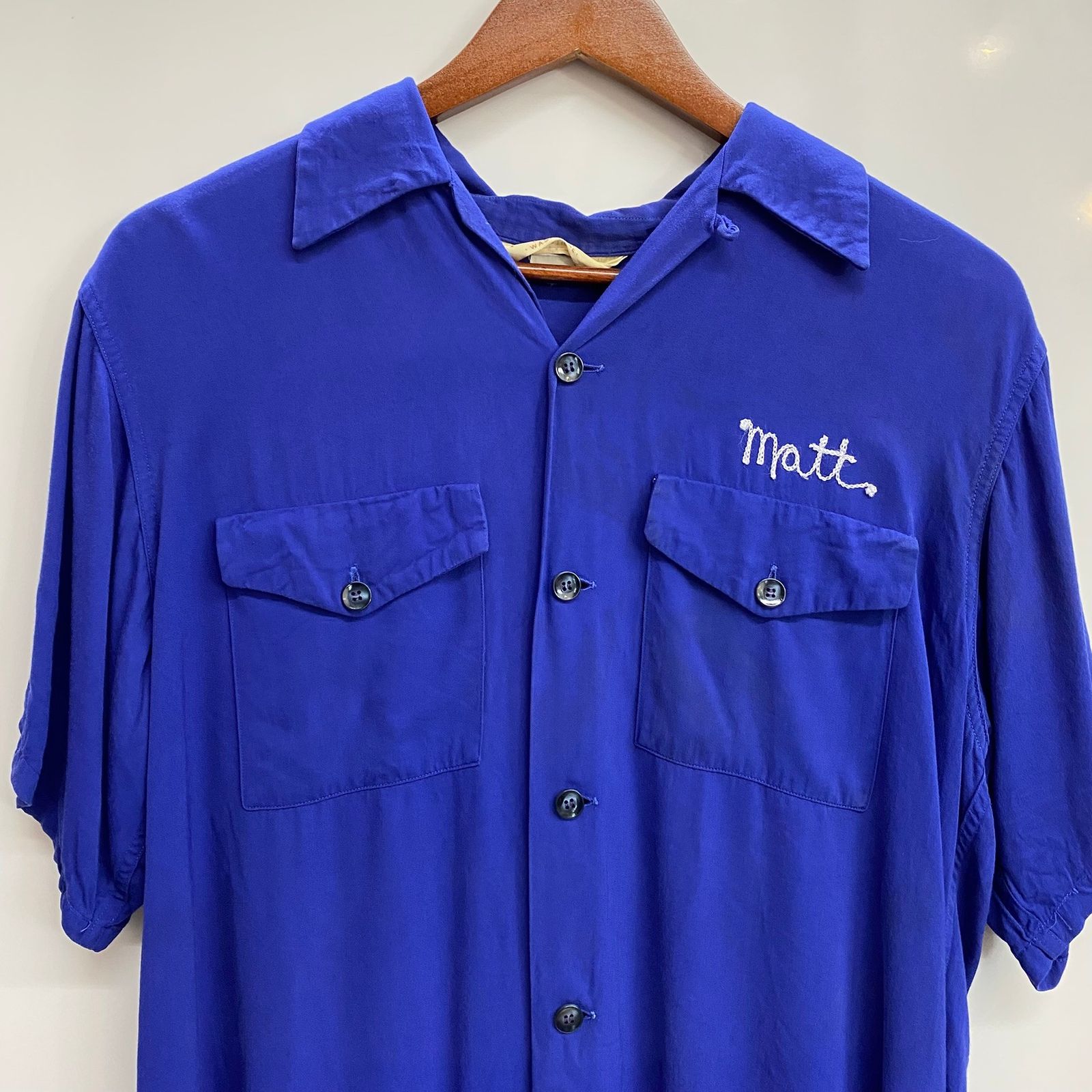 その他ブランド / NAT NAST/50s/半袖シャツ/M/レーヨン/BLU/無地 ヴィンテージ vintage 50's ナットナスト NAT NAST レーヨンボーリング