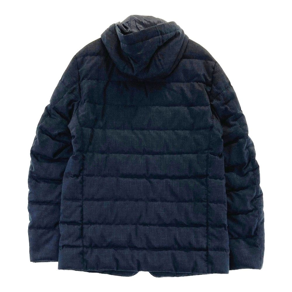 美品 HERNO ヘルノ 2way ブークレ ダウンコート ツイード ネイビー