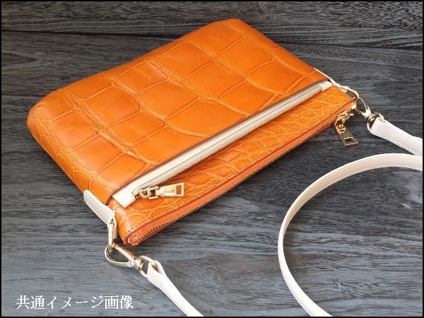唯一無二 希少アリゲータークロコ革 ポシェットショルダーバッグ OR 