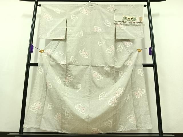 平和屋着物▽上質な紬 単衣 越後絣 反端付き 正絹 逸品 AABC2234jh