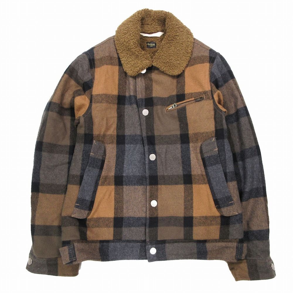 Paul Smith JEANS ポールスミス ブロックチェック柄 ボア ジャケット 