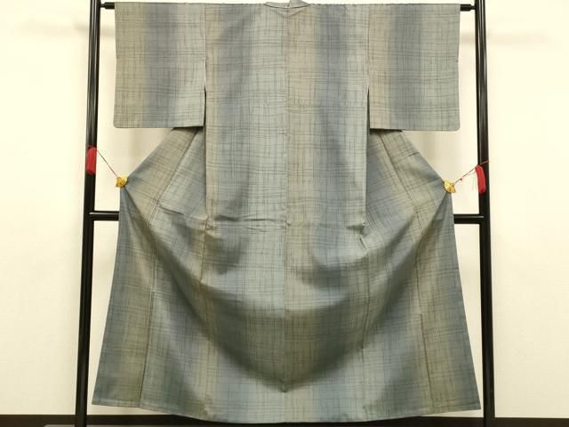 平和屋着物○極上 紬 縞 曙色 正絹 逸品 AAAU0048np