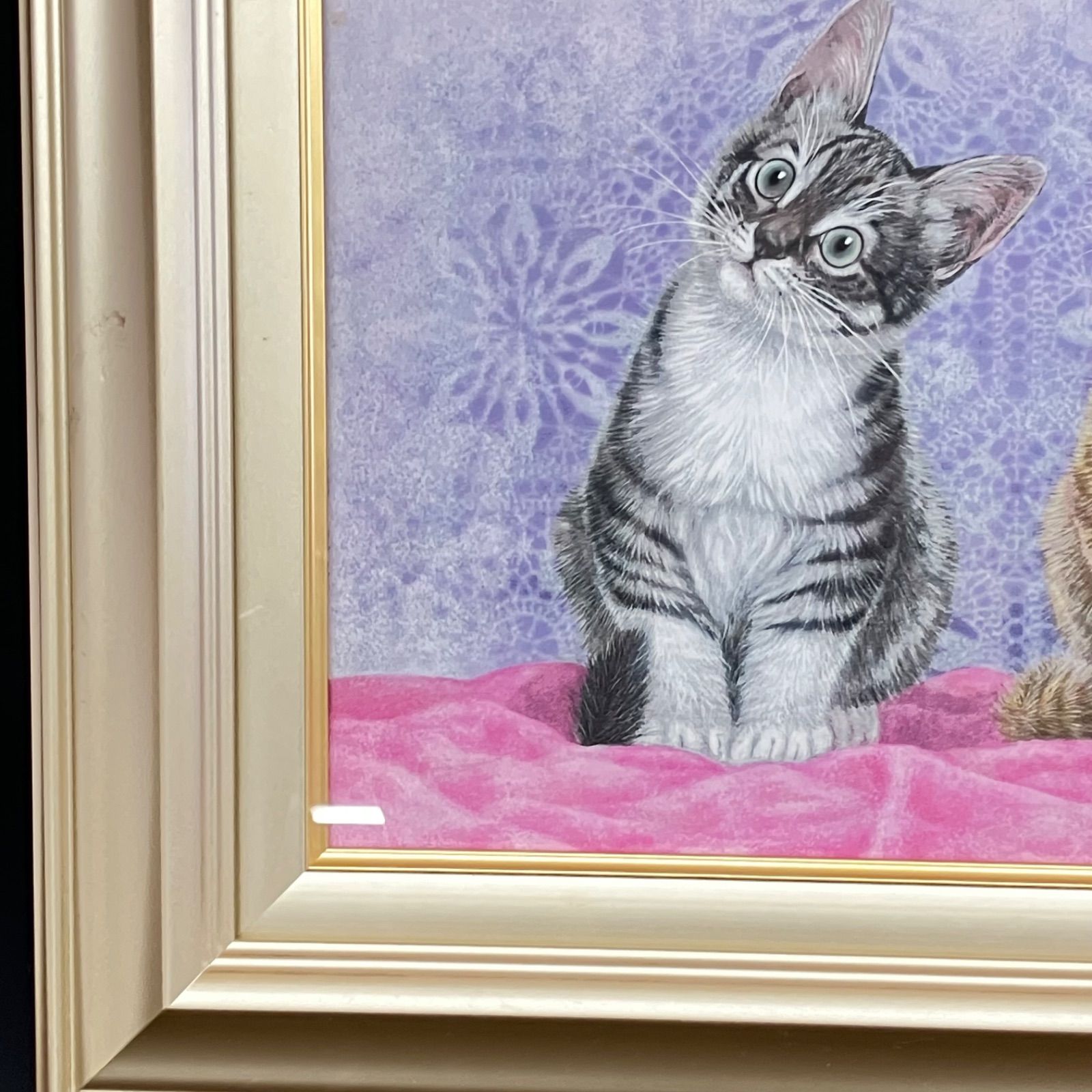 オブジェ アート 芸術 美術 壁掛け 手描き 原画 1点もの 大型 ねこ あたちキキ一番可愛いの」F3サイズ額付きアート作品原画 猫 徳島