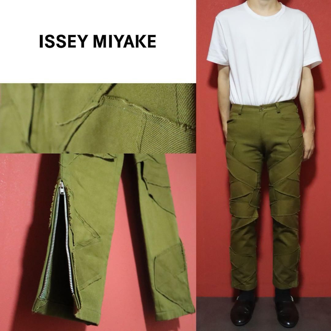 モード ISSEY MIYAKE 断ち切りテープ 裾ジップ スキニーパンツ