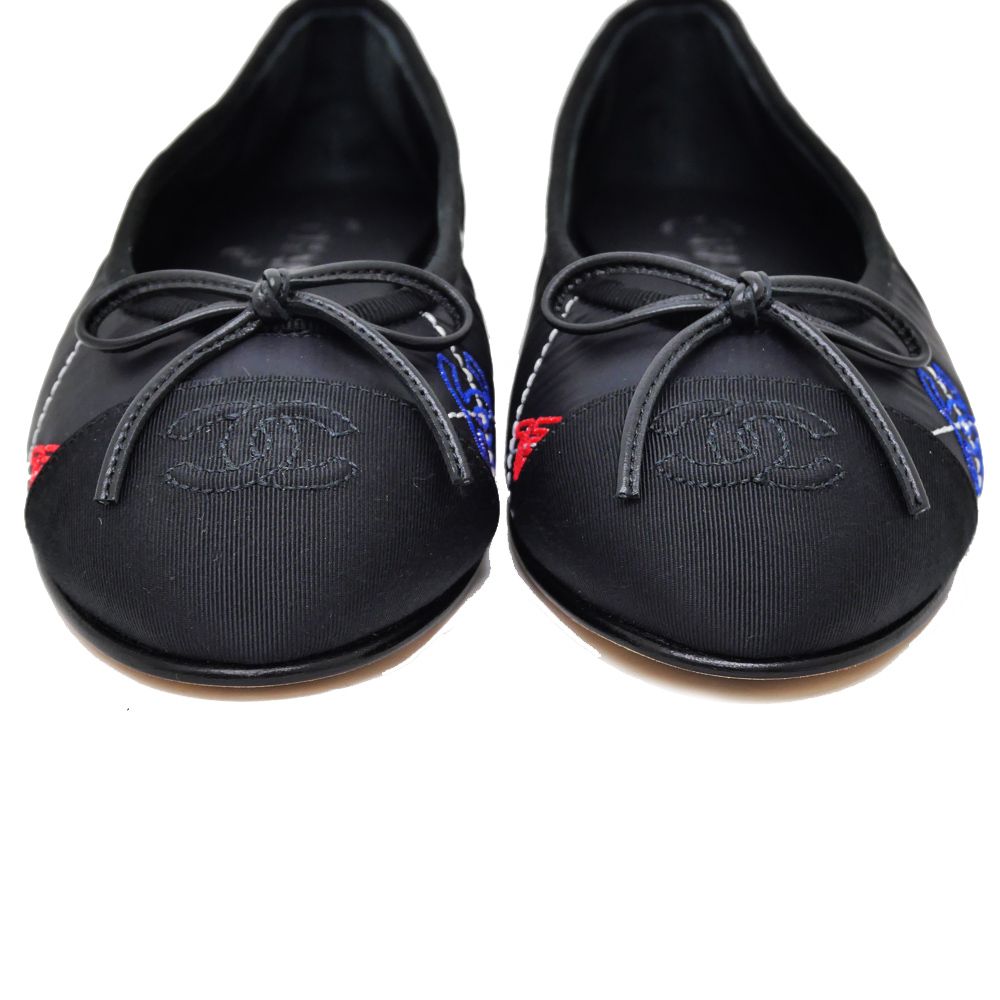 シャネル バレエ シューズ バレリーナ リボン ココマーク 黒 36C お洒落なチェーンリボン！CHANEL バレリーナ (CHANEL/バレエ