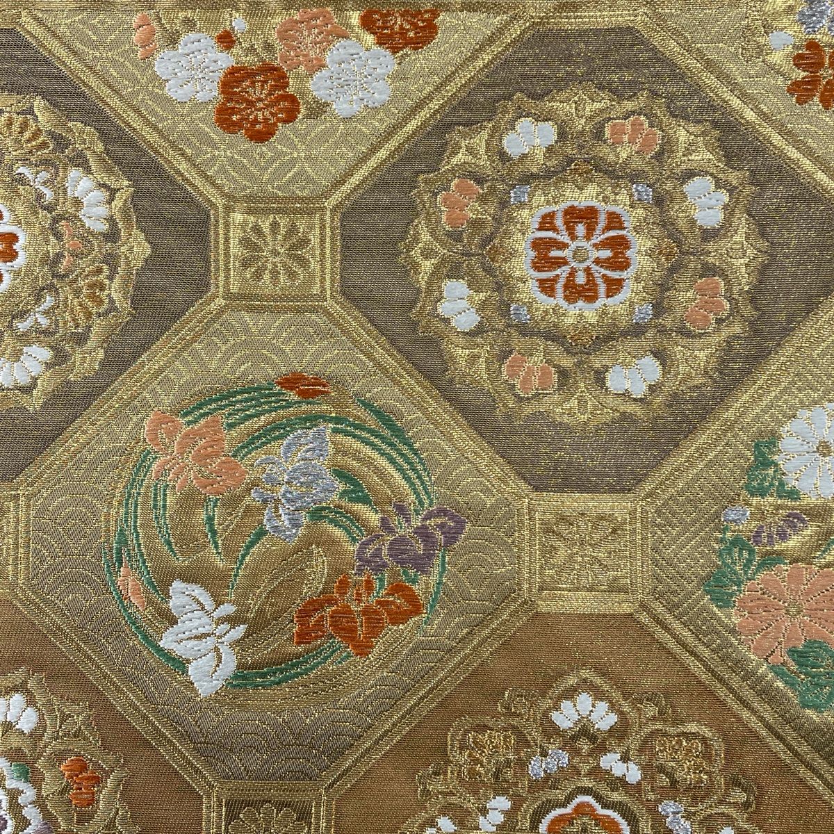 袋帯 美品 秀品 霞 蜀江文様 箔 黄土色 六通 正絹 中古（楽天市場  