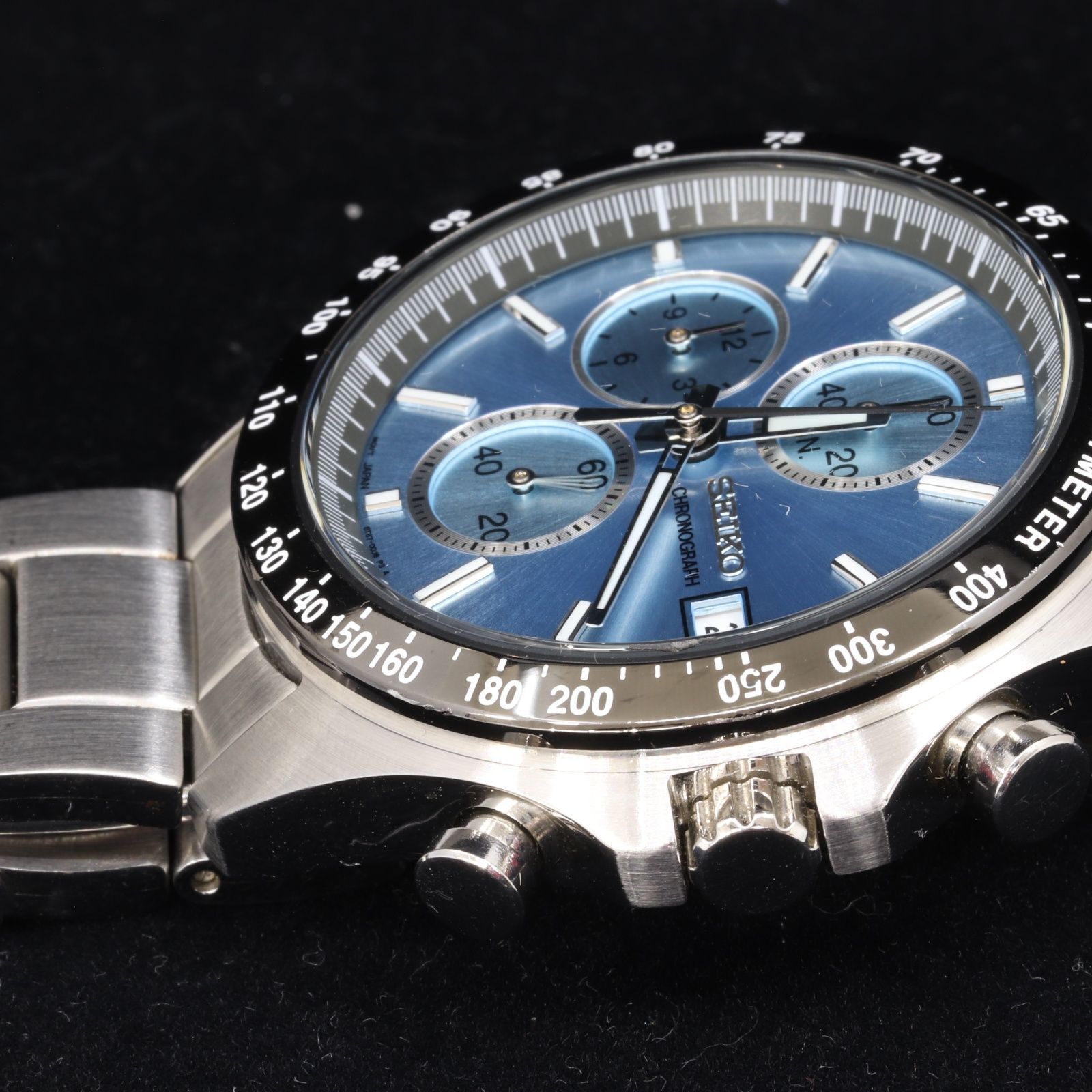 美品】SEIKO あっけない セイコー SBTR029 クロノグラフ アイスブルー