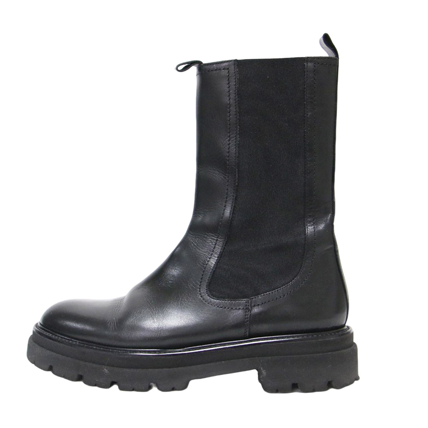 PASCUCCI パスクッチ IENA 別注 ブーツ ブラック 黒 サイズ 38 25.0cm | 21秋冬 チェルシー ブーツ | ミドル丈 サイドゴア ラウンドトゥ トラックソール レザー | イタリア製 | ブランド シューズ レディース