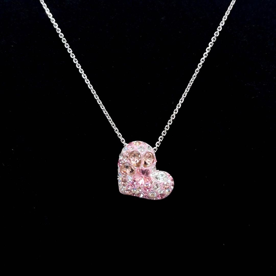 【美品】スワロフスキー　ハート　ネックレス　ピンク SWAROVSKI - 美品 スワロフスキーネックレス ピンク ハート 蝶
