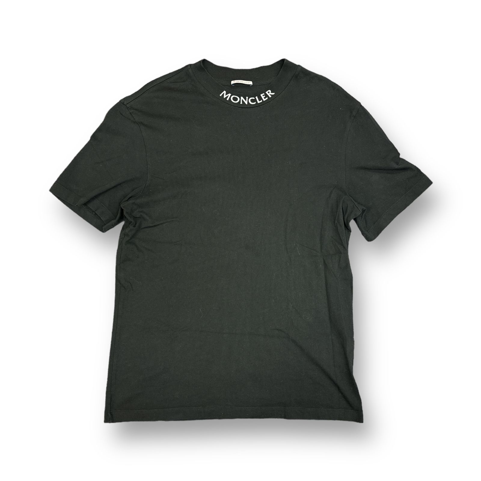 国内正規 美品 MONCLER 21AW モックネック ロゴプリント Tシャツ 