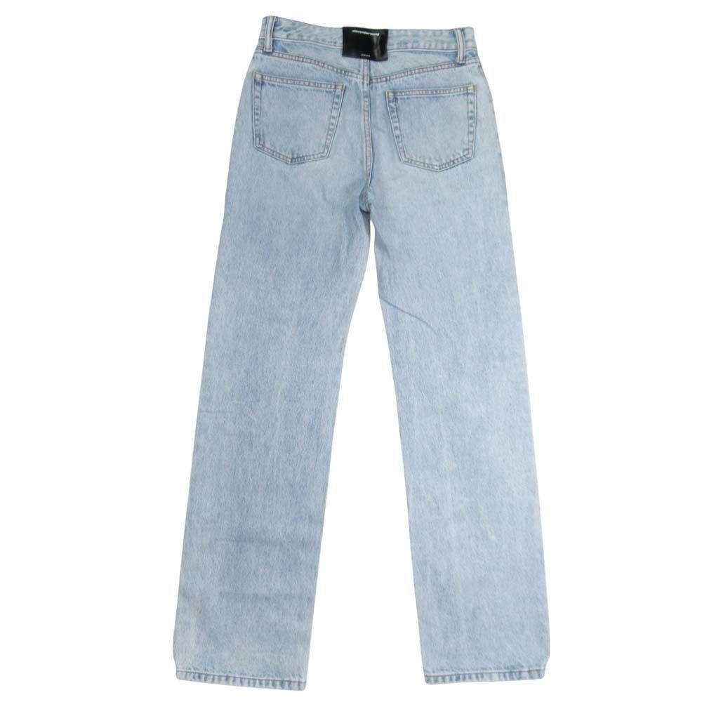 alexanderwang アレキサンダーワン ウォッシュデニム ストレート ジーンズ パンツ ロゴ ビキニストラップ 24 インディゴ レディース 古着