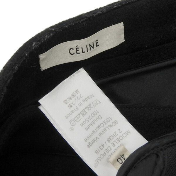 セリーヌ CELINE カシミア混 ラップスカート レディース 黒 ブラック size40 Y01126