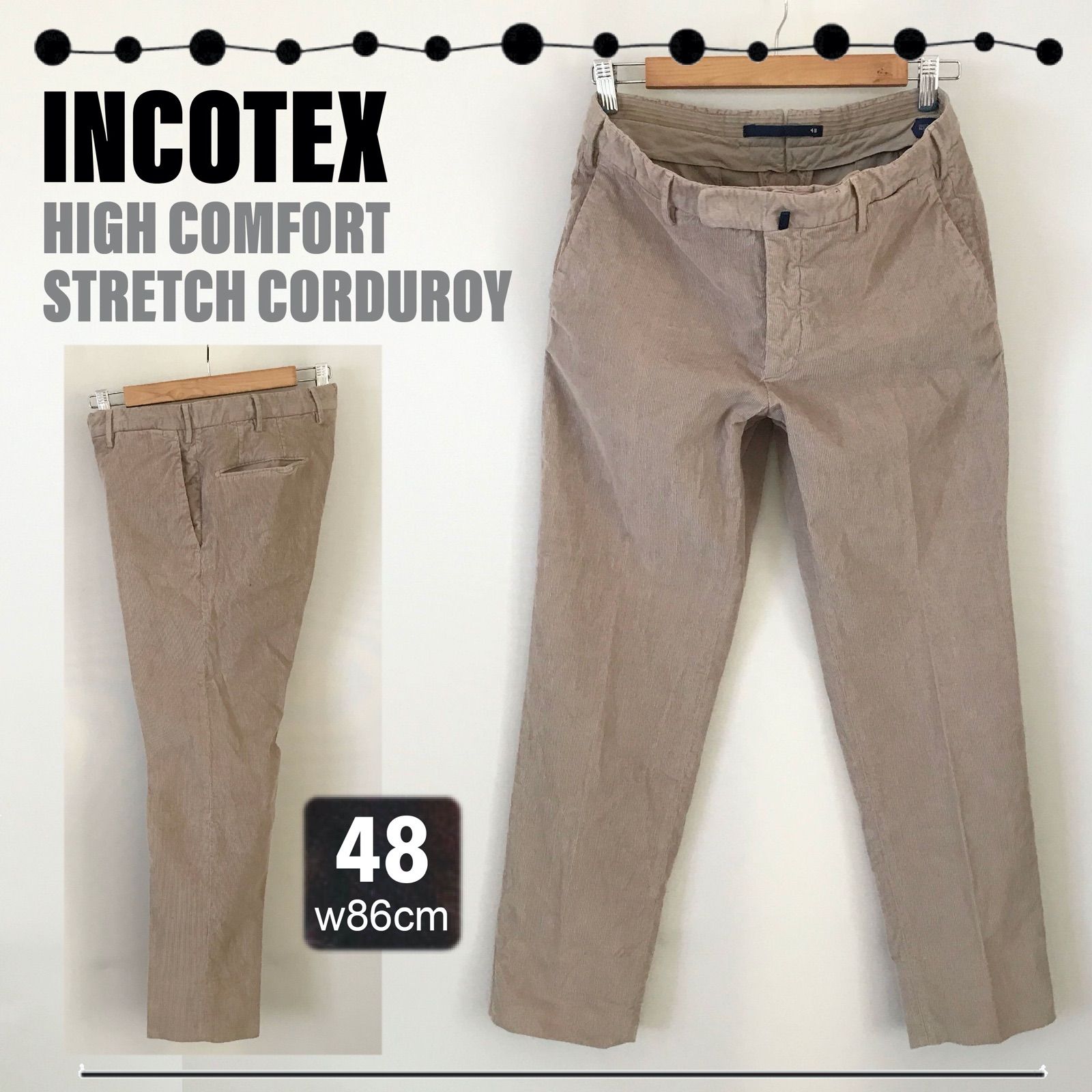 INCOTEX コットンチノパンツ ストレッチ有 サイズ44 ベージュ - パンツ