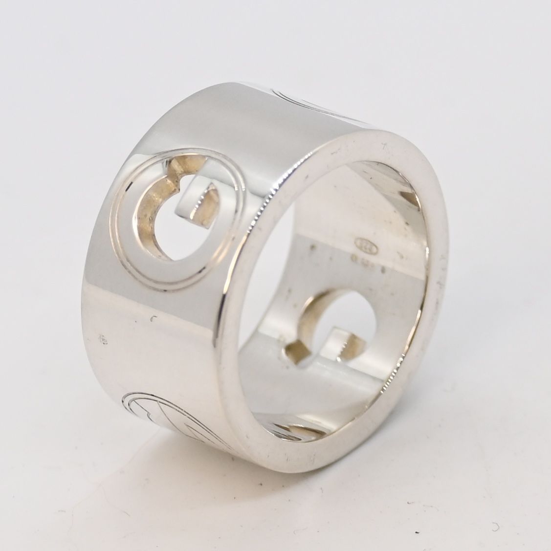 研磨済 GUCCI Gロゴ カットアウト リング 9号 Ag925 指輪 グッチ ピンキー WWW_SHINETEETH_COM