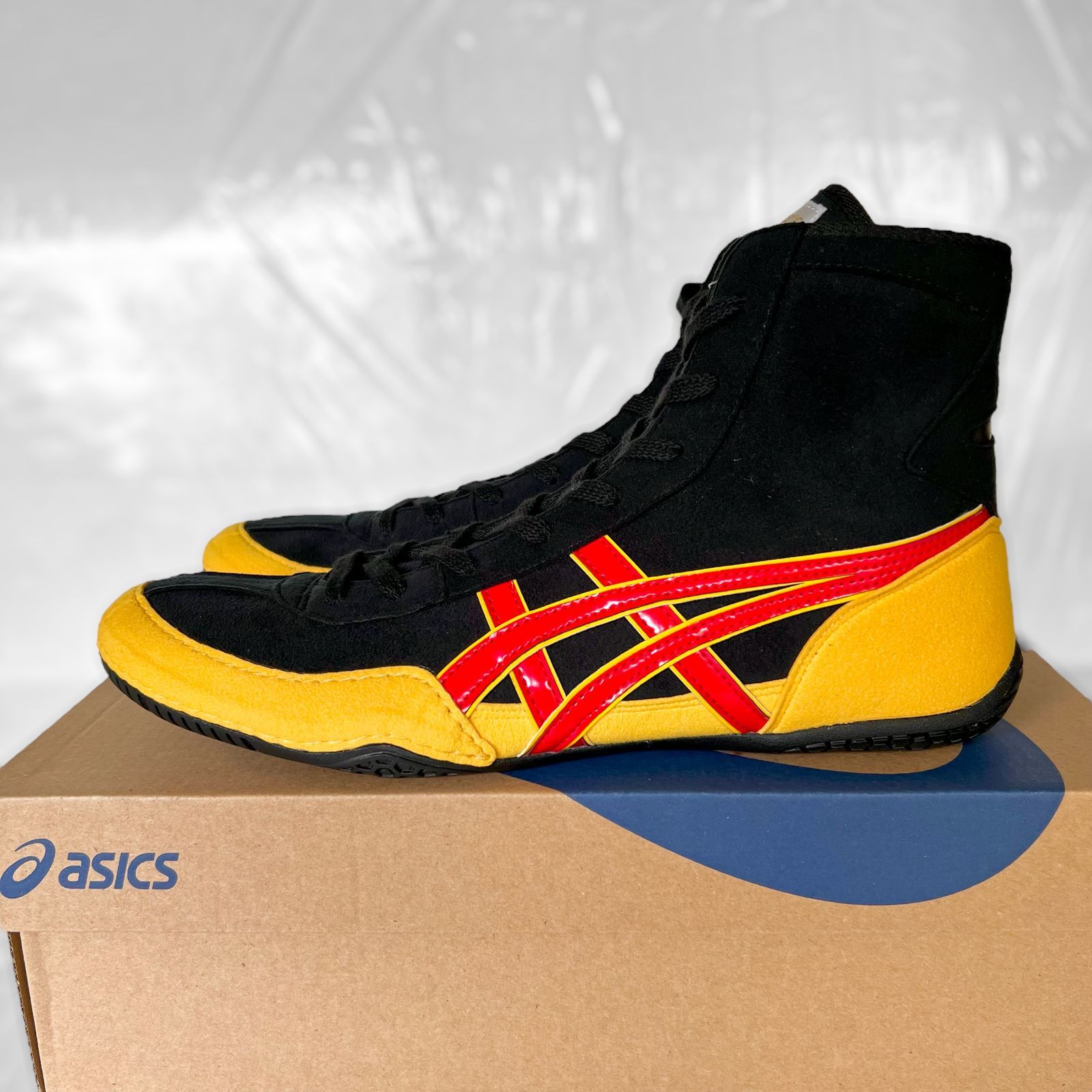 アシックス asics レスリングシューズ スペシャルオーダー 1083A001 EX-EO TWR900 後継品 ブラック x イエロー x レッド サイズ US10 | 27cm
