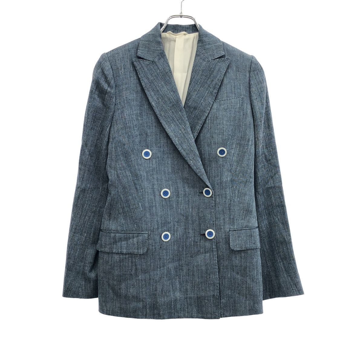 Kiton キートン シルクリネンダブルテーラードジャケット ブルー 40