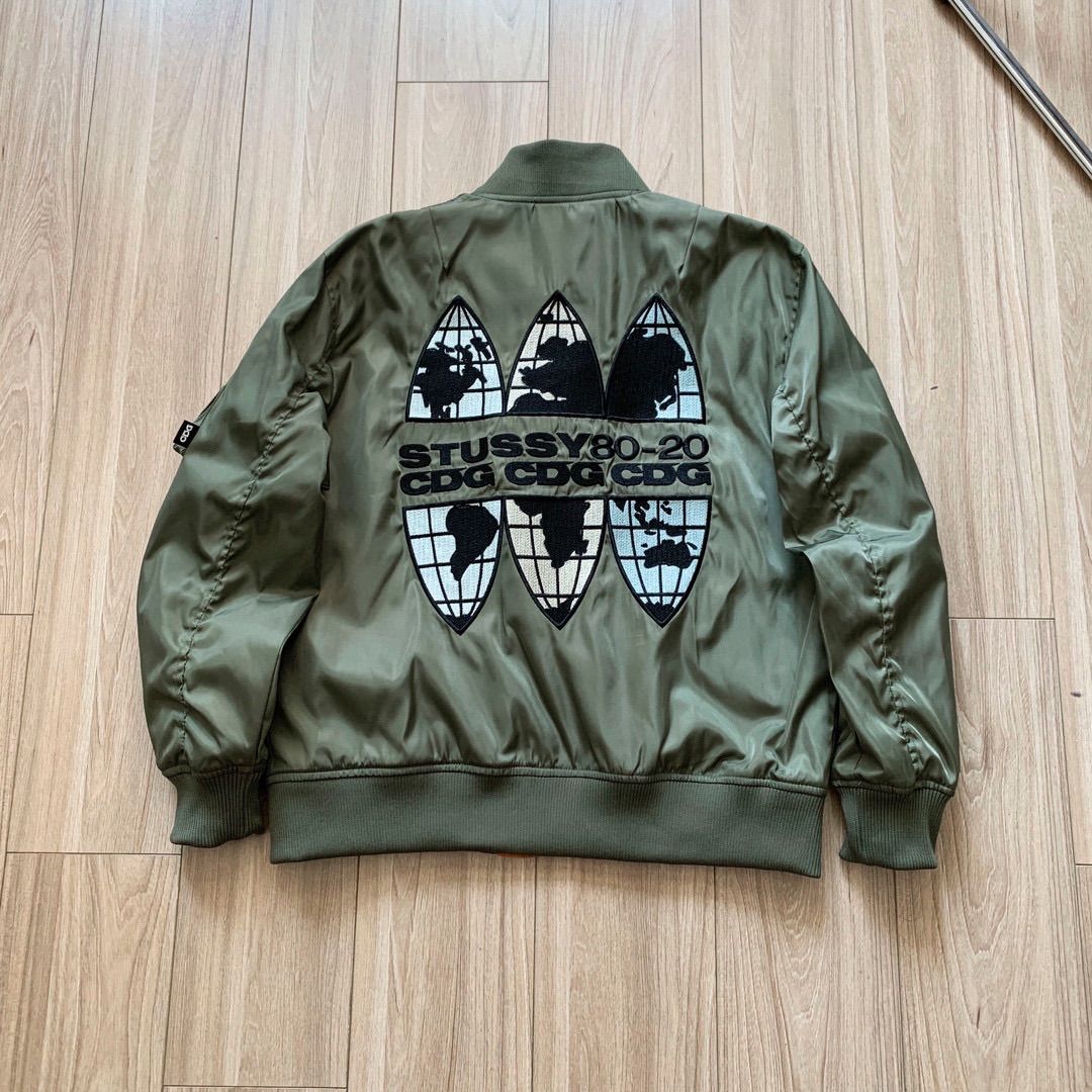 希少 STUSSY x CDG Bomber Jacket MA-1 オリーブ 未使用 - メルカリ