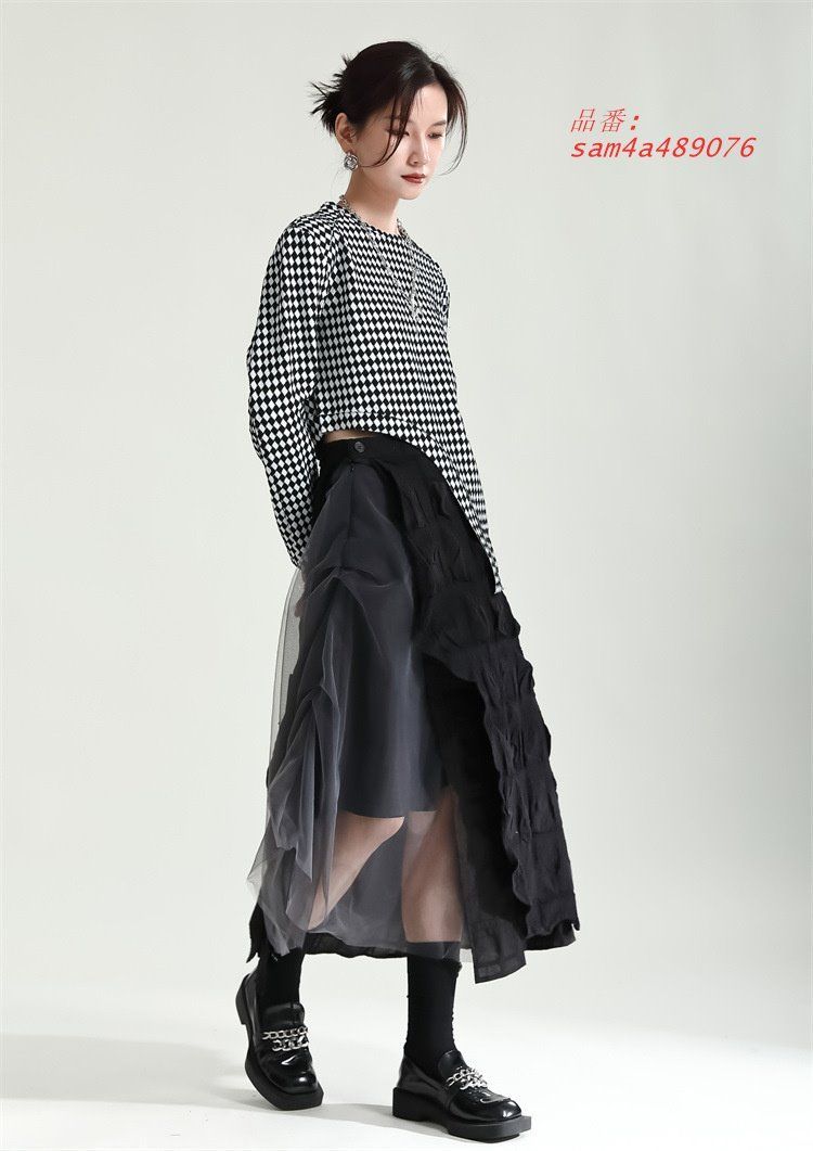 フィッシュテール スカート チュール ロング 変形 アシメ 韓国 レディース オルチャン衣装 モード 原宿系 ストリート am4a489076