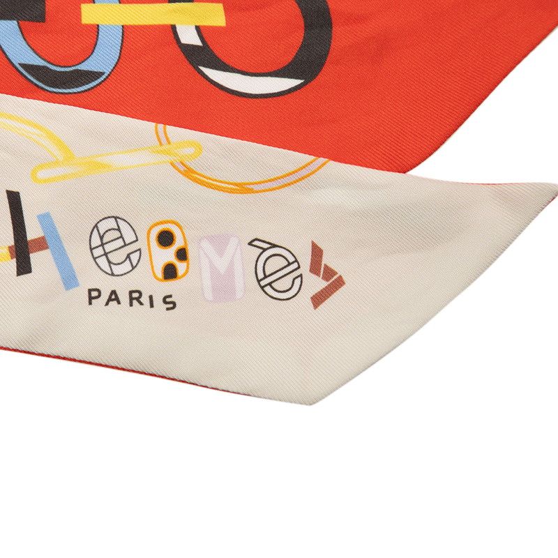 エルメス ツイリー DO RE BOUCLES ド レ ブックル オレンジ マルチカラー シルク レディース HERMES 1-0233395