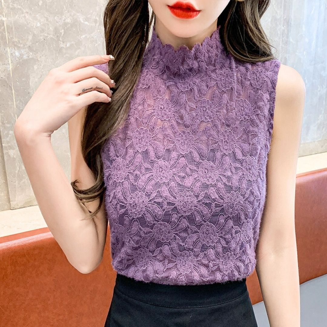 ブラウス レディース トップス ノースリーブ レース シースルー  上品 きれいめ セクシー 春 夏 韓国 to27468 ブラウス レディース トップス ノースリーブ レース シースルー