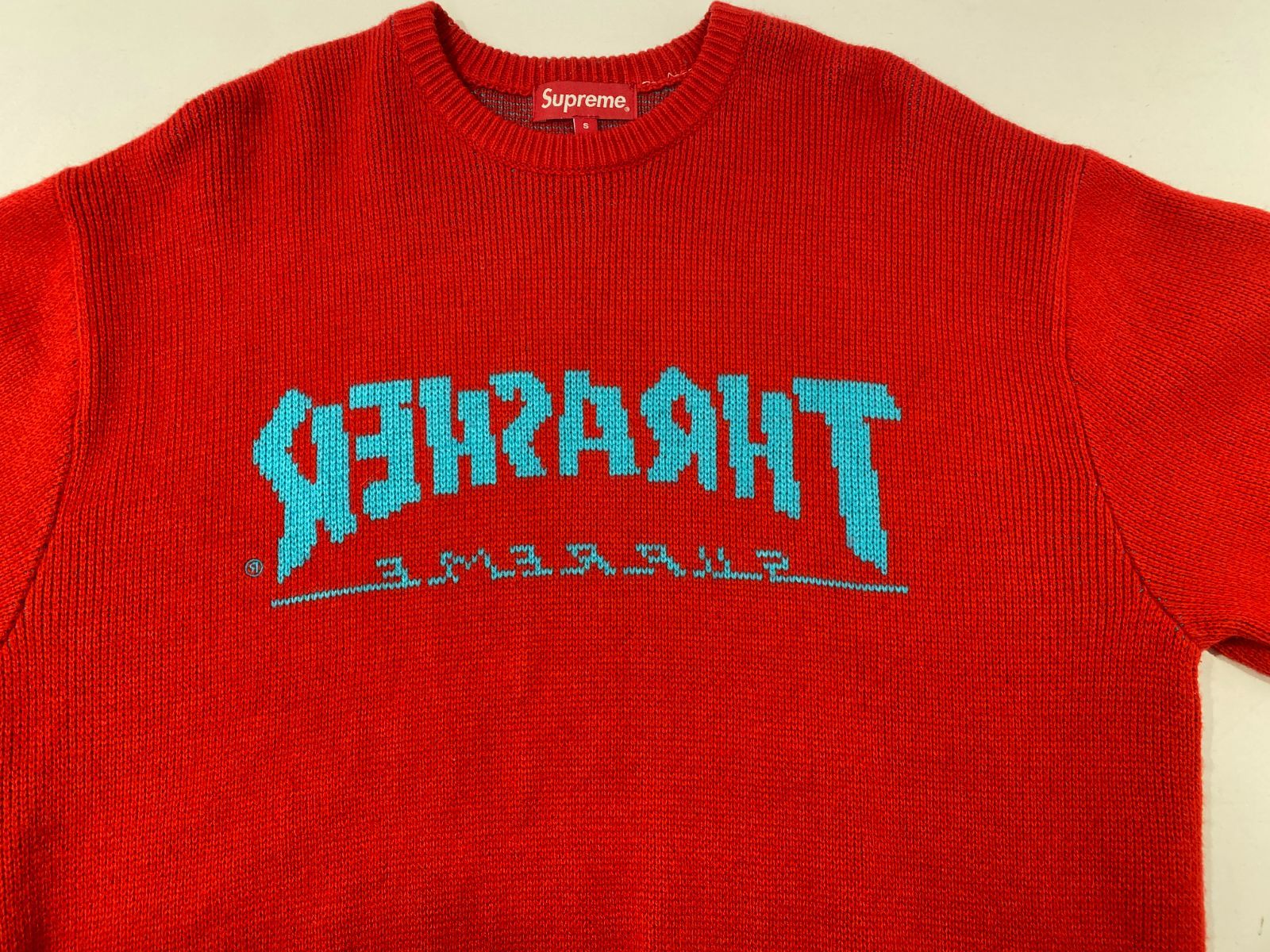 七重浜753-7-070521nh】 中古品 Supreme Thrasher Sweater 