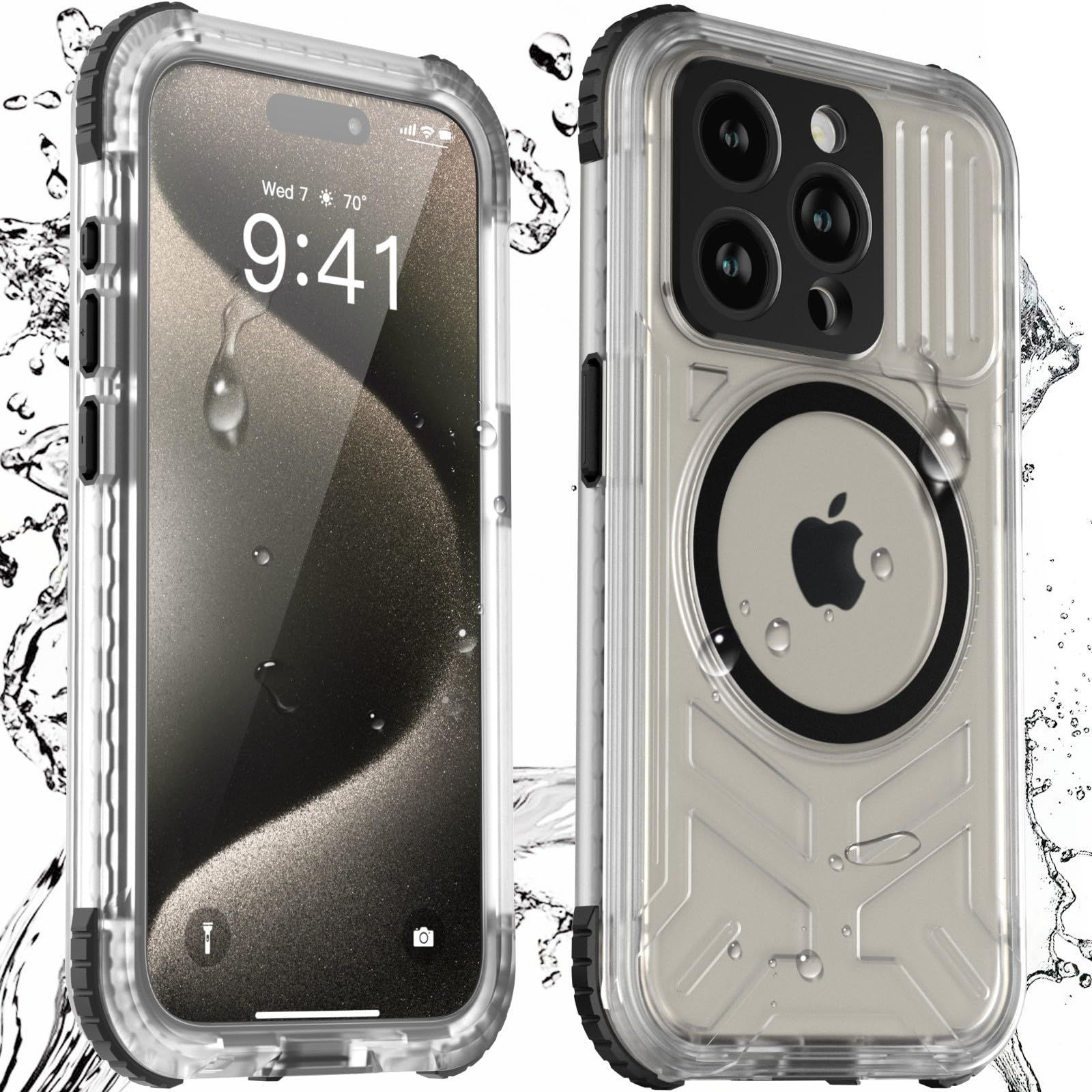【特価商品】Pro 15 用 ケース 防水ケース 耐衝撃 MagSage対応 米軍MIL規格 全面保護 カメラ保護 360フルカバー 防塵 iPhone 完全防水 水中撮影対応 ワイヤレス充電対応 通話対応 快適操作 便利なス