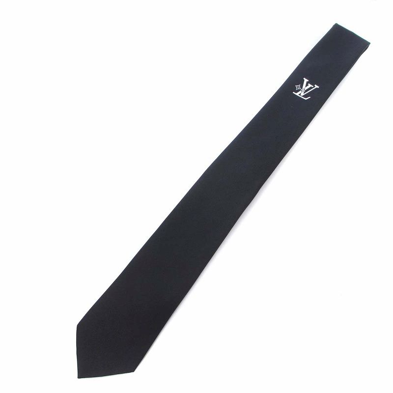 未使用品 ルイヴィトン ネクタイ LVスマッシュ ロゴ ブラック ルイヴィトン LOUIS VUITTON 美品 M79407 ネクタイ LV