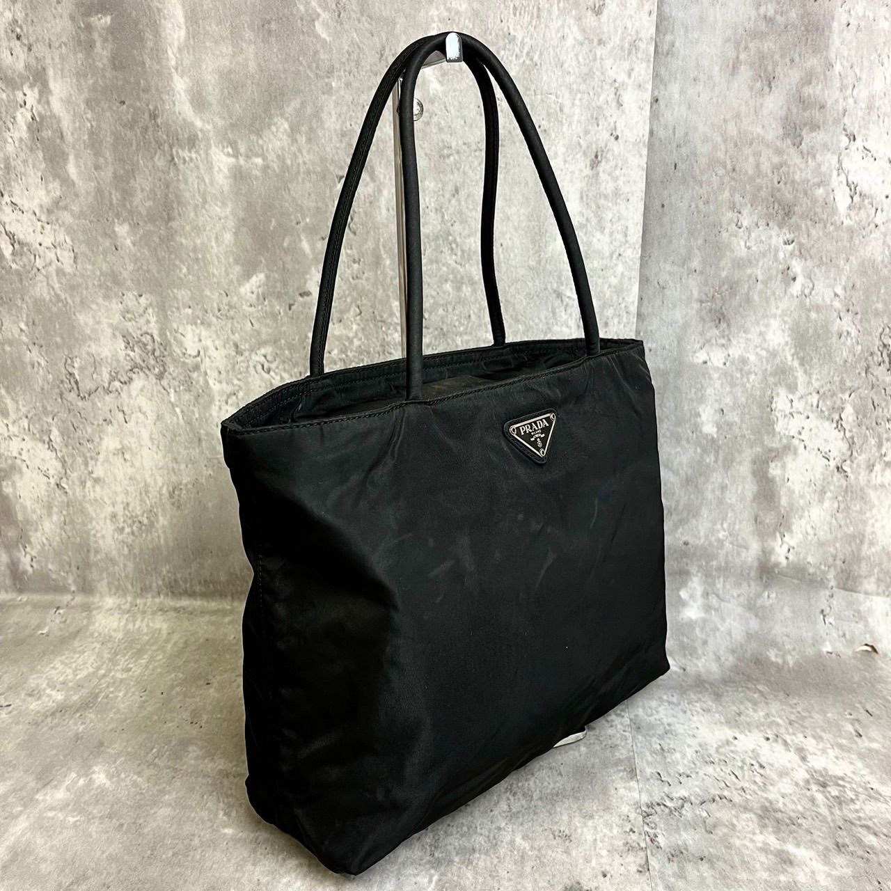 良品✨PRADA プラダ ハンドバッグ トートバッグ 三角ロゴプレート 