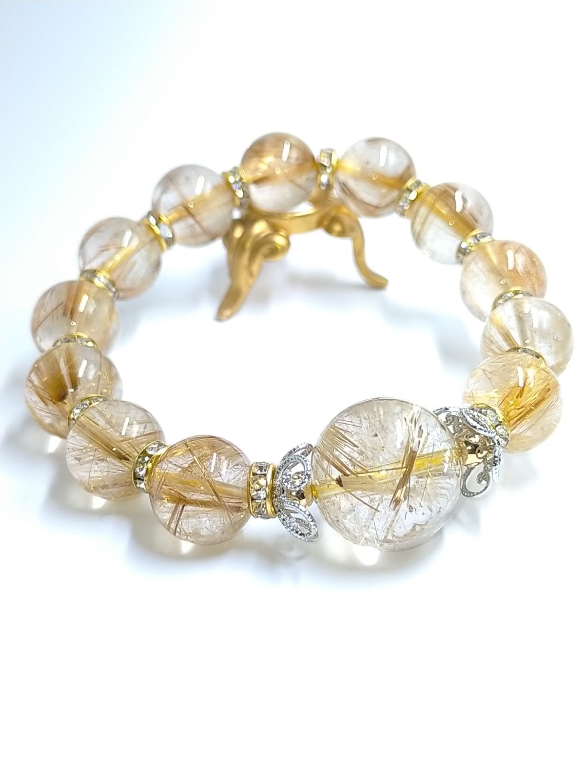 キャッツアイゴールドタイチンルチル ハイグレード大珠16.5mm 12mm  