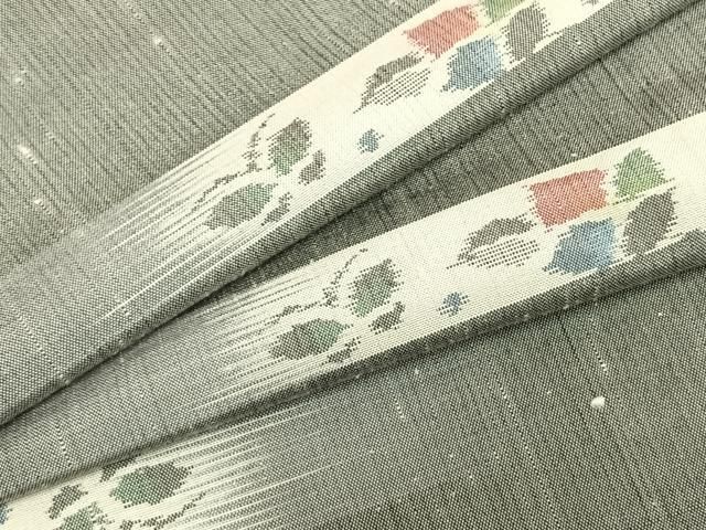 平和屋着物▽上質な紬 単衣 花蝶文 正絹 AABA7557fy