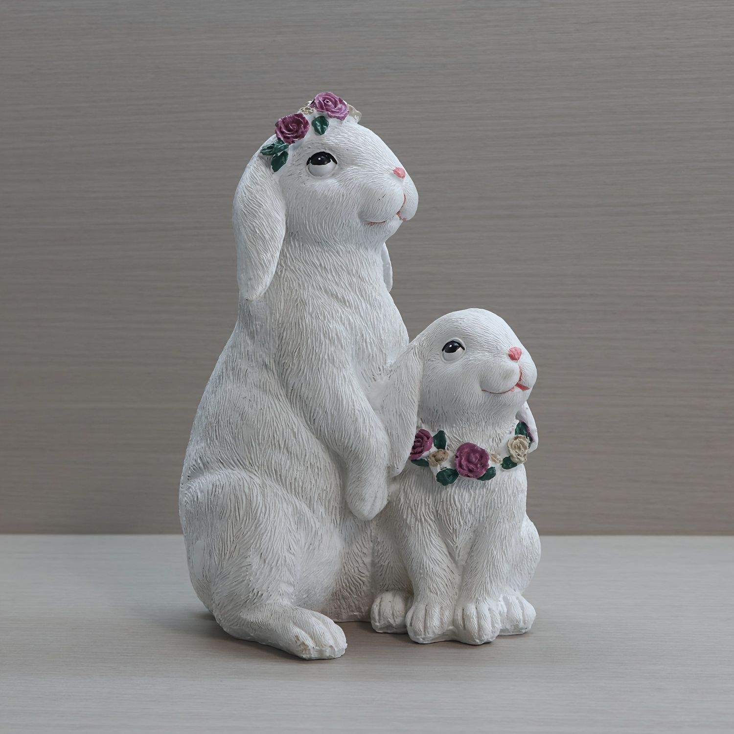 置物 オブジェ ガーデンオーナメント ウサギの親子 うさぎ ラビット 白 ホワイト 屋外 屋内 インテリア 玄関 リビング ダイニング 装飾 庭 ガーデニング 装飾 ガーデン ギフト インテリア用品 贈り物 雑貨 樹脂 YUZUMIYA_COM